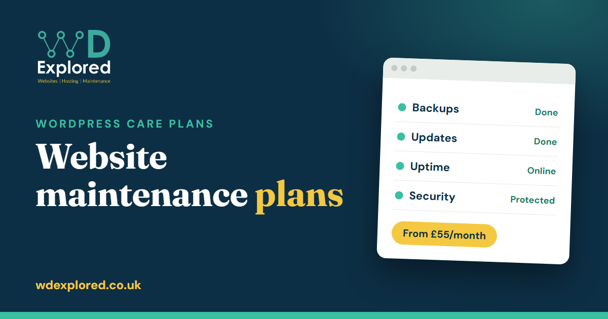 Website maintenance plans from WD Explored